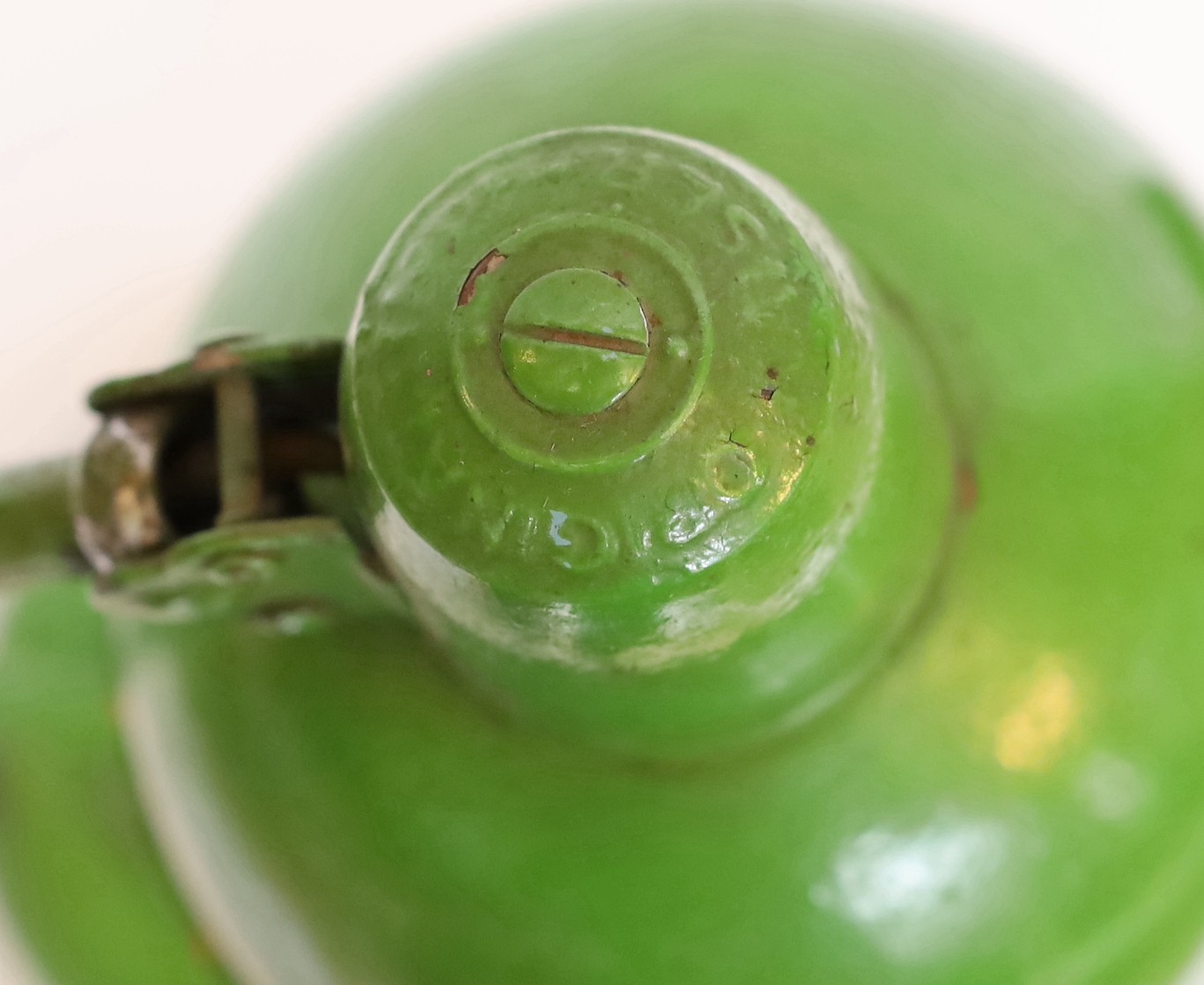 A 1930s Kaiser green enamelled metal desk lamp, height 45cm